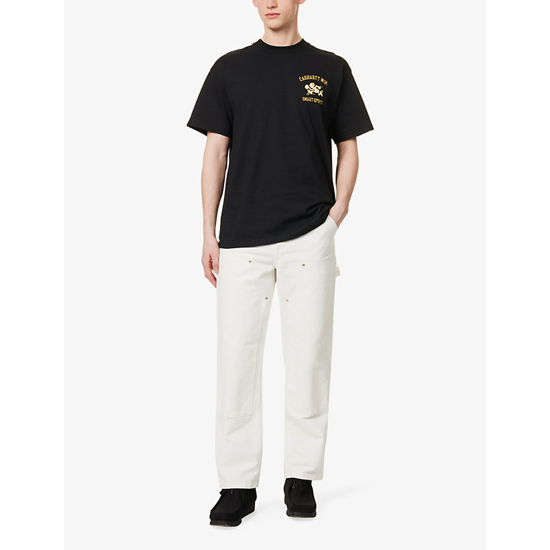 Shop Carhartt Wip Men's Black Sports Brand-print Cotton-jersey T-shirt