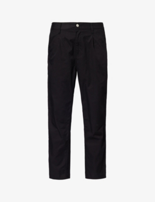 Shop Carhartt Wip Men's Black Abbott Brand-patch Straight-leg Regular-fit Cotton Trousers