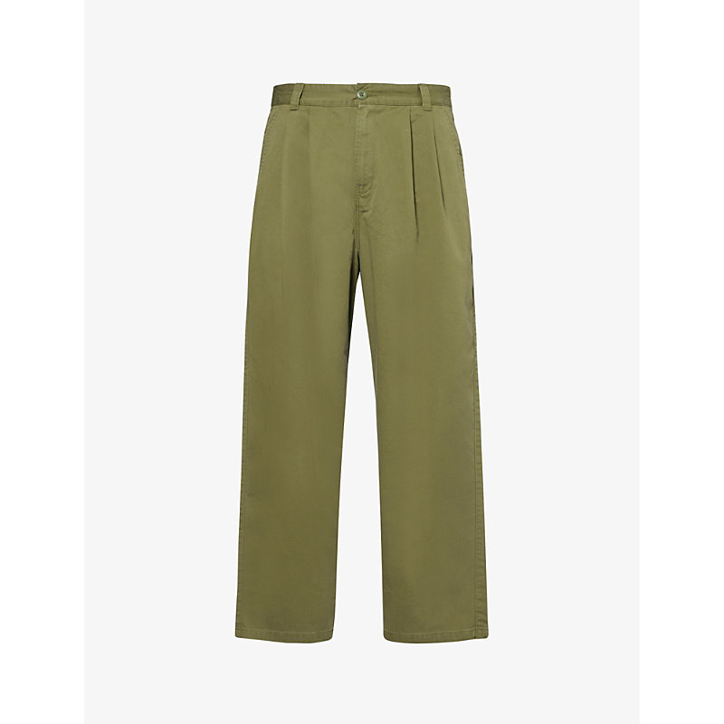 Shop Carhartt Marv Brand-patch Wide-leg Relaxed-fit Cotton Trousers In Dundee