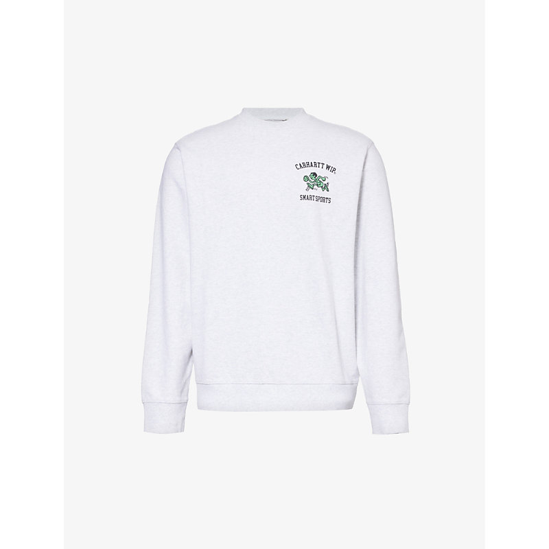 Carhartt Wip Mens Ash Heather Smart Sport Brand-print Cotton-jersey Sweatshirt