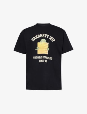 Shop Carhartt Wip Men's Black Gold Graphic-print Organic-cotton T-shirt