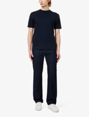 Shop Arne Men's Vy Essential Short-sleeved Stretch-cotton T-shirt In Navy