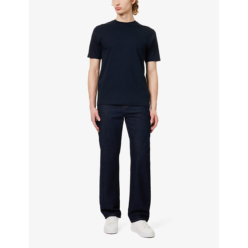 Shop Arne Men's Navy Essential Short-sleeved Stretch-cotton T-shirt