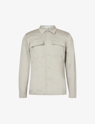 Shop Arne Men's Stone Essential Flap-pocket Stretch-cotton Overshirt