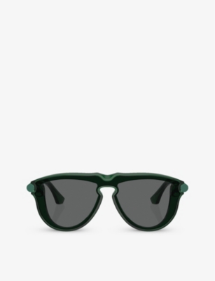 Burberry Womens Green Be4427 Pilot-frame Acetate Sunglasses In Green