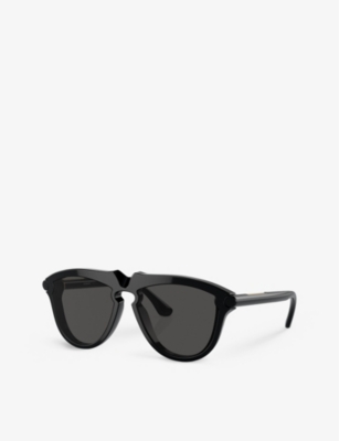 Shop Burberry Women's Black Be4417u Pilot-frame Acetate Sunglasses
