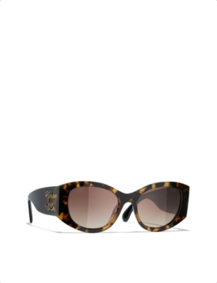 Pre-owned Chanel Womens Brown Ch5524 Irregular-frame Tortoiseshell Acetate Sunglasses