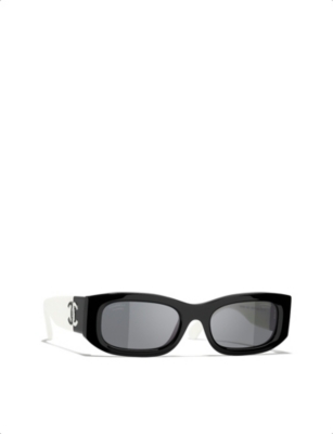 Pre-owned Chanel Womens Black Ch5525 Rectangle-frame Acetate Sunglasses