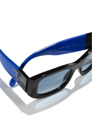 Pre-owned Chanel Womens  Ch5525 Rectangle-frame Acetate Sunglasses In Black