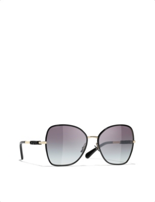 Pre-owned Chanel Womens Black Ch4283 Butterfly-frame Metal Sunglasses