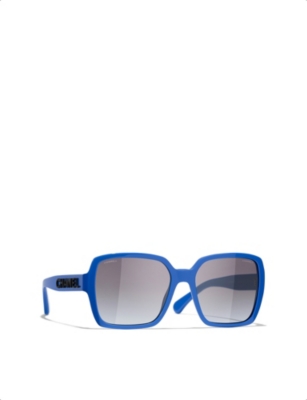 Pre-owned Chanel Womens Blue Square-frame Sunglasses