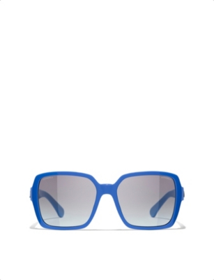 Pre-owned Chanel Womens Blue Square-frame Sunglasses