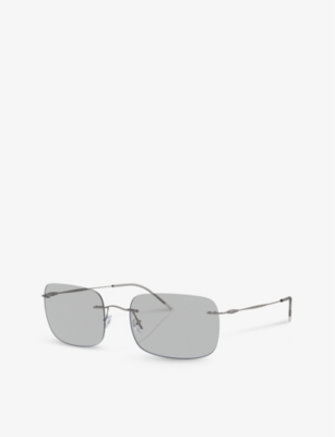 Giorgio Armani Womens Grey Ar1512m Pillow-frame Metal Sunglasses In Grey