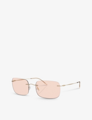 Giorgio Armani Womens Gold Ar1512m Pillow-frame Metal Sunglasses In Gold