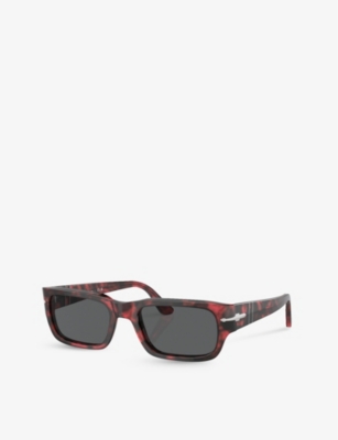 Shop Persol Womens Red Po3347s Rectangle-frame Acetate Sunglasses