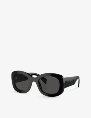 Prada Womens Black Pr A13s Butterfly-frame Acetate Sunglasses In Black