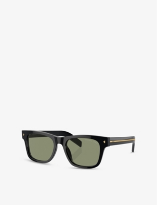 Prada Womens Pr A17s Square-frame Acetate Sunglasses Black In Black