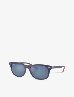 Shop Ray Ban Ray-ban Women's Blue Rb4607m Scuderia Ferrari Collection Square-frame Acetate Sunglasses