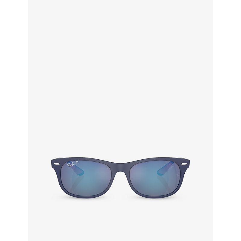 Shop Ray Ban Ray-ban Women's Blue Rb4607m Scuderia Ferrari Collection Square-frame Acetate Sunglasses