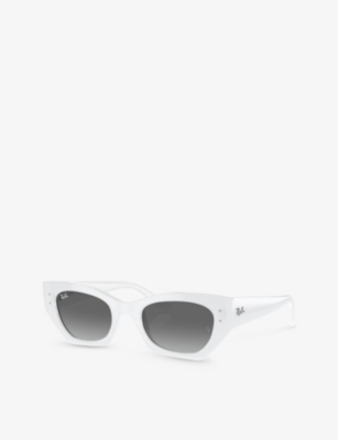 Shop Ray Ban Ray-ban Women's White Rb4430 Zena Irregular-frame Acetate Sunglasses
