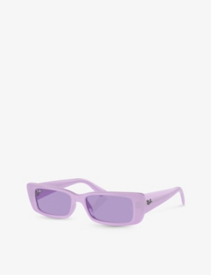 Shop Ray Ban Ray-ban Women's Purple Rb4425 Teru Rectangle-frame Acetate Sunglasses