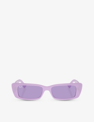 Shop Ray Ban Ray-ban Women's Purple Rb4425 Teru Rectangle-frame Acetate Sunglasses