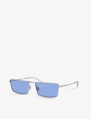 Ray Ban Sunglasses Unisex Emy Bio-based - Silver Frame Blue Lenses 56-17 In Silver