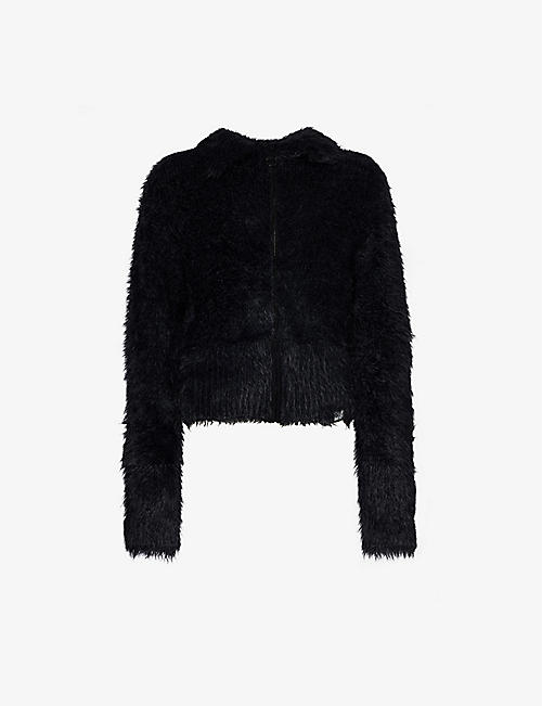 MARTINE ROSE: Hairy spread-collar faux-shearling jacket