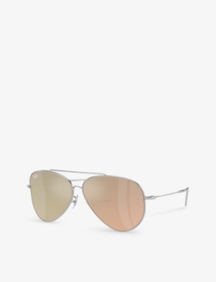 Ray Ban Ray-ban Womens Silver Rbr0101s Aviator Reverse Pilot-frame Metal Sunglasses In Silver