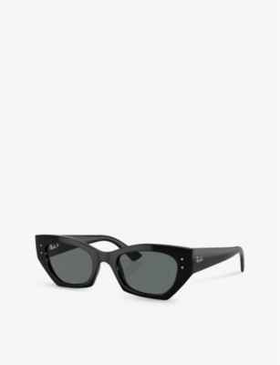 Shop Ray Ban Ray-ban Women's Black Rb4430 Zena Irregular-frame Injected Sunglasses