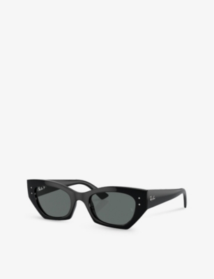 Ray Ban Zena Bio-based Sunglasses Black Frame Grey Lenses Polarized 49-22 In Black