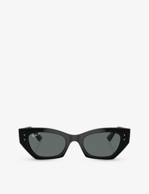 Shop Ray Ban Ray-ban Women's Black Rb4430 Zena Irregular-frame Injected Sunglasses