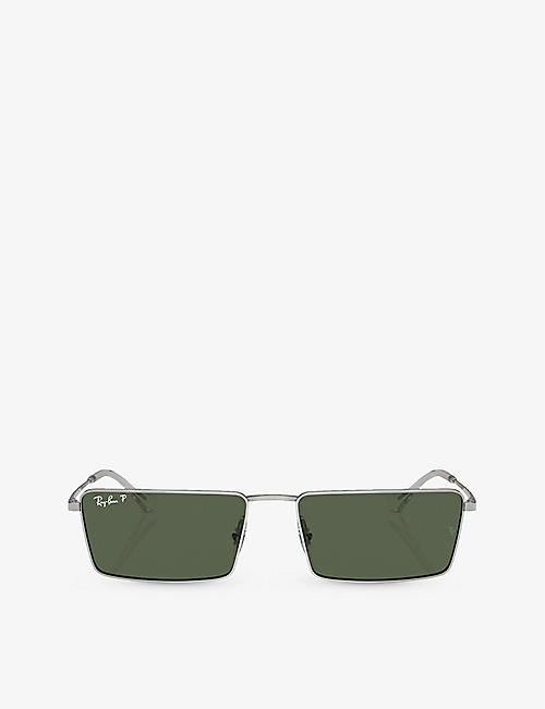 RAY-BAN: RB3741 Emy rectangular-frame metal sunglasses