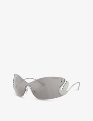 Swarovski Womens Silver Sk7020 Irregular-frame Metal Sunglasses In Silver