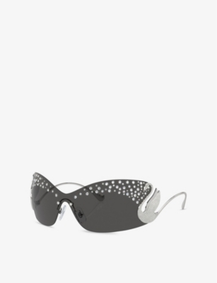 Swarovski Womens Silver Sk7020 Irregular-frame Metal Sunglasses In Silver