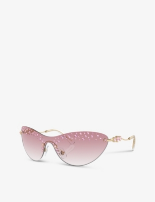 Swarovski Womens Gold Sk7023 Cat-eye Metal Sunglasses In Gold