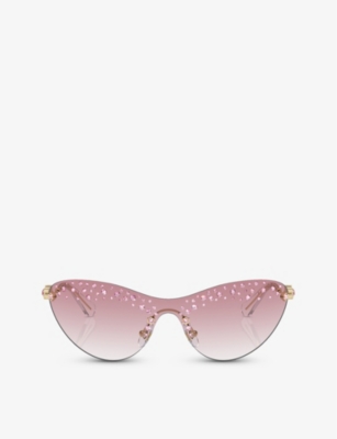 Swarovski Womens Gold Sk7023 Cat-eye Metal Sunglasses