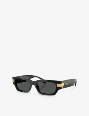 Versace Womens Black Ve4465 Rectangle-frame Acetate Sunglasses In Black
