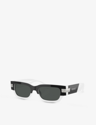 Versace Womens Black Ve4465 Rectangle-frame Acetate Sunglasses In Black