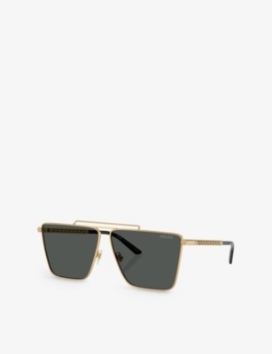 Versace Womens Gold Ve2266 Square-frame Metal Sunglasses In Gold