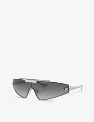 Versace Ve 2265 100011 44mm Womens Shield Sunglasses In Silver