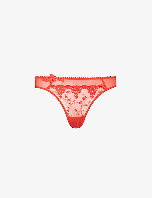 PASSIONATA: White Nights floral-embroidered stretch-lace briefs