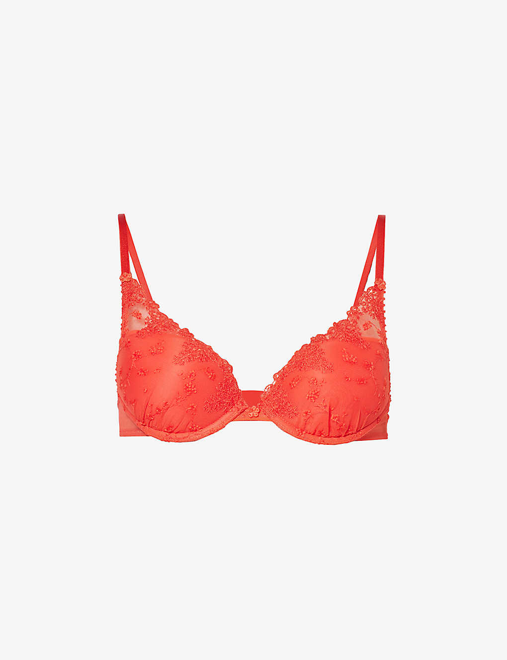 Passionata White Nights Floral-embroidered Stretch-woven Bra In Club Red
