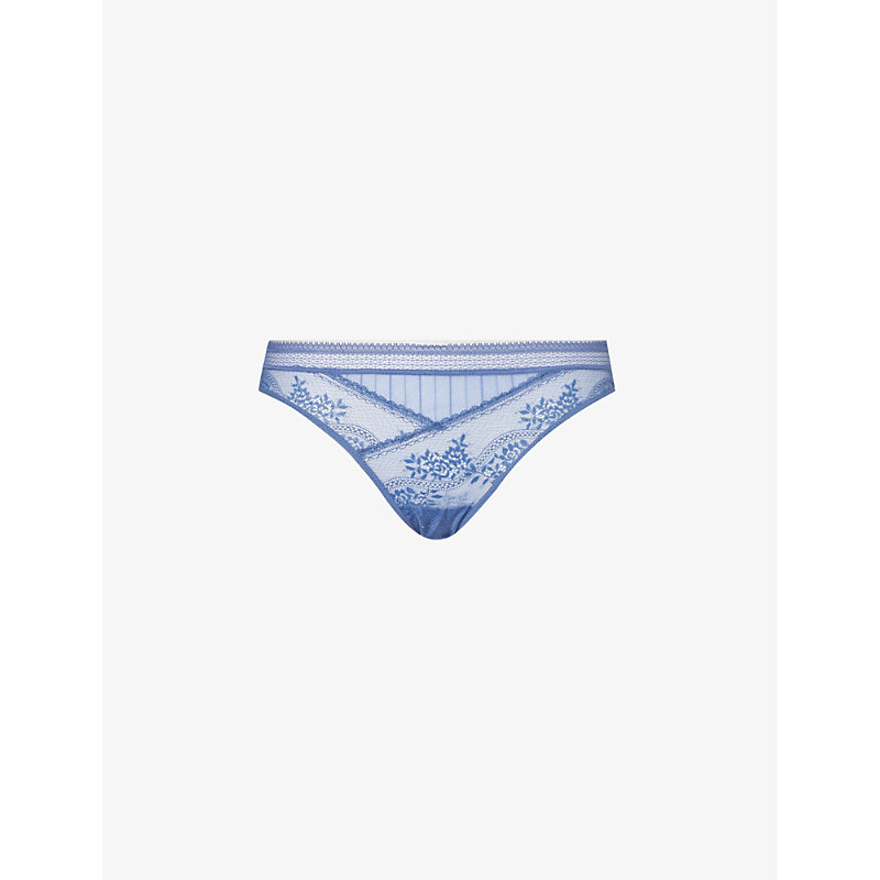 Passionata Womens Storm Blue Maddie Floral Stretch-lace Thong