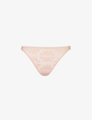 PASSIONATA: Sofie floral-embroidered stretch-lace thong