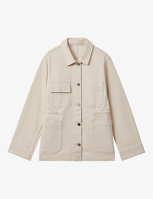 REISS: Clayton patch-pocket relaxed-fit stretch-cotton overshirt