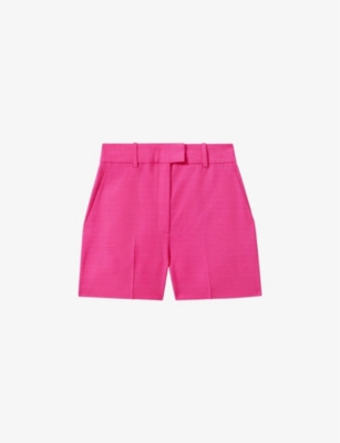 Reiss Pink Tailored Textured Suit Shorts In Pink