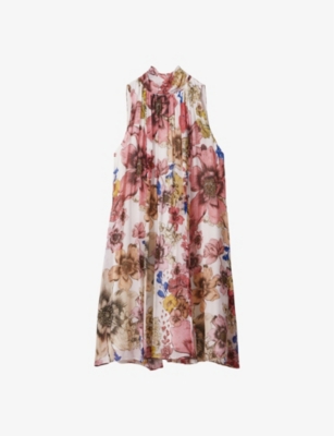 REISS: Kady floral-print sleeveless woven mini dress