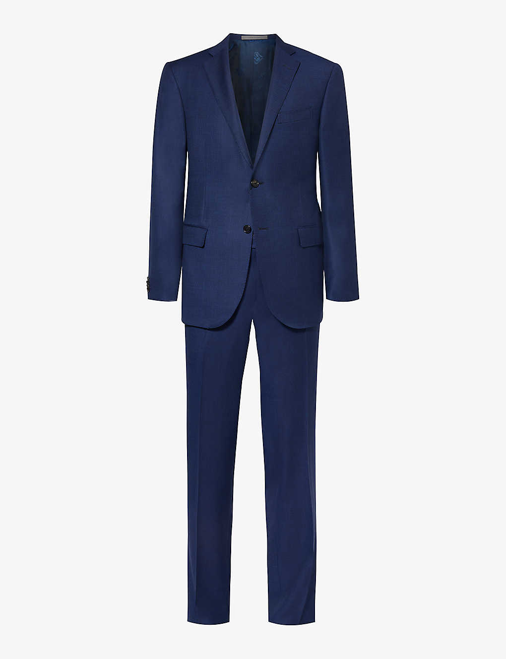 Corneliani Mens Navy Birdeye Notched-lapel Regular-fit Wool Suit