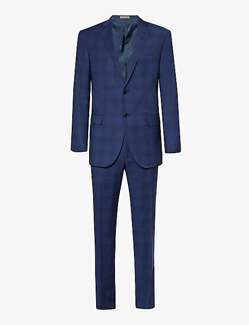 CORNELIANI: Check-pattern notched-lapel regular-fit wool suit
